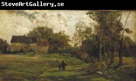 Charles-Francois Daubigny Landschap met boerderijen en bomen.